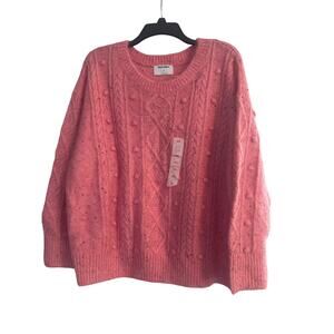 NWT Old Navy Plus Size Pink Sweater Crew Neck 5% Wool Size 2X